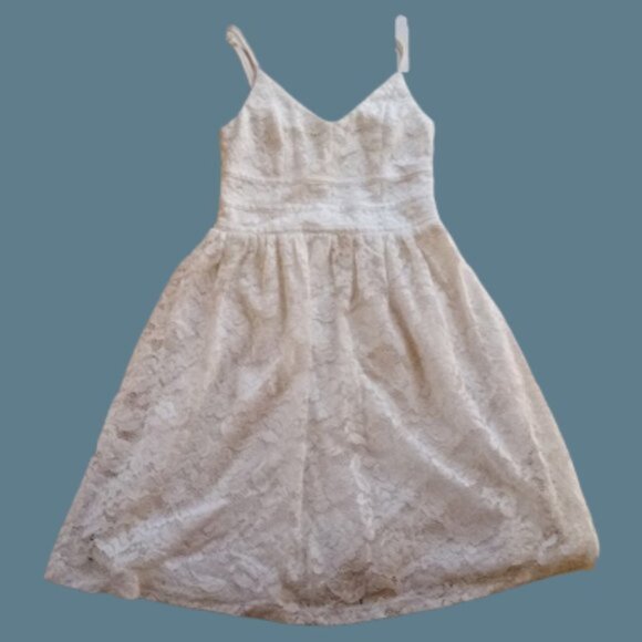 Ivory White Lace Overlay Dress Size XS - Picture 3 of 5